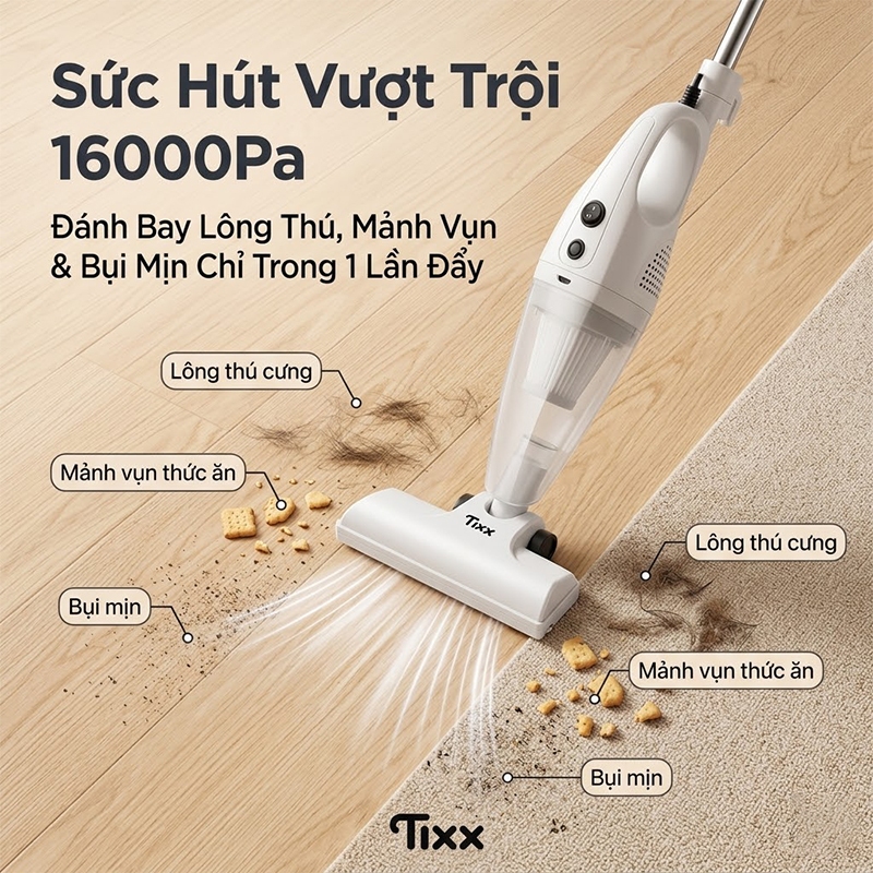 TIXX Máy hút bụi cầm tay 500W tháo lắp tiện lợi nhỏ gọn 2 in 1 Máy hút bụi