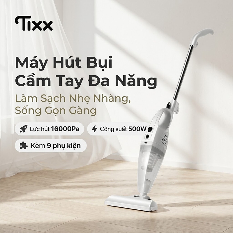 TIXX Máy hút bụi cầm tay 500W tháo lắp tiện lợi nhỏ gọn 2 in 1 Máy hút bụi
