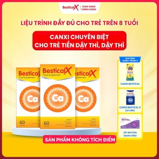 [Mua 3 tặng 1 quà tự chọn] Canxi Bestical X 60 viên - Bổ sung canxi, d3, k2 cho trẻ từ 8 tuổi