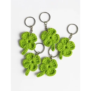 Móc khóa len cỏ 4 lá may mắn móc khóa thủ công handmade