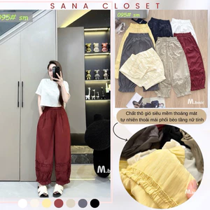 Quần Dài Nữ Q.Zhou Thô Gió Siêu Mát Nhẹ Phối Gấu Bèo Tầng, Quần Nữ Thoáng Khí Dễ Phối Đồ | SANA CLOSET #095