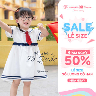 [HUMYNGO] - Váy 2/9 cho bé gái 12-28kg, Váy Quốc Khánh - Tặng kèm cà vạt cờ đỏ sao vàng [v159]
