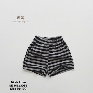 Quần Short Đùi Basic Cho Bé Từ 9-28kg Vải Cotton Mềm Mát Ống Rộng Cạp Chun Hoa Tiết Basic MZ23086