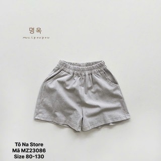 Quần Short Đùi Basic Cho Bé Từ 9-28kg Vải Cotton Mềm Mát Ống Rộng Cạp Chun Hoa Tiết Basic MZ23086