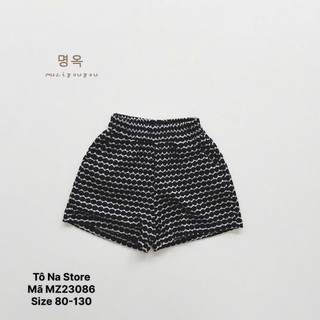 Quần Short Đùi Basic Cho Bé Từ 9-28kg Vải Cotton Mềm Mát Ống Rộng Cạp Chun Hoa Tiết Basic MZ23086