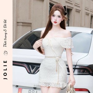 Váy Trễ Vai Ren Hoa Nổi Dáng Ôm Body Cao Cấp Jolie