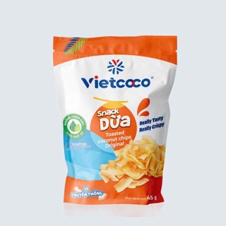 Snack dừa vị nguyên bản VIETCOCO - Túi zipper 45g