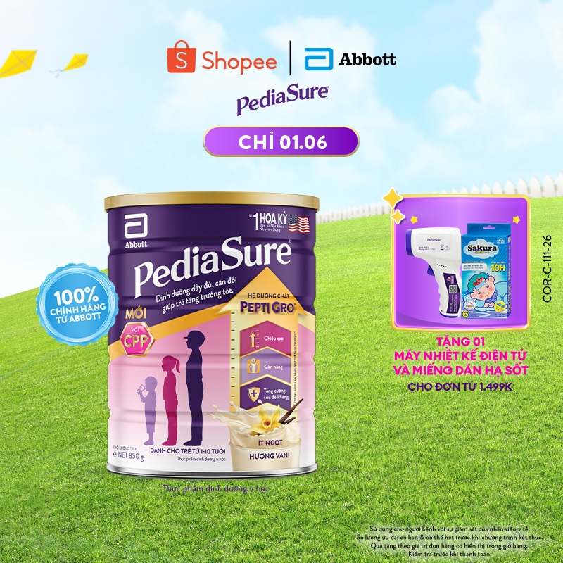 1 lon PediaSure 1-10 tuổi dạng bột hương Vani 800g