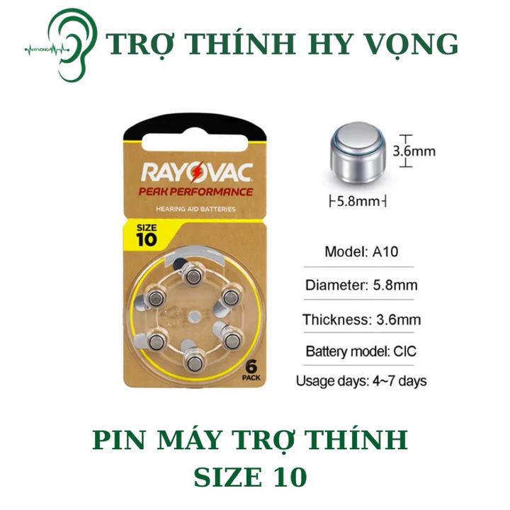 Pin máy trợ thính size 10 RAYOVAC CHÍNH HÃNG ANH QUỐC