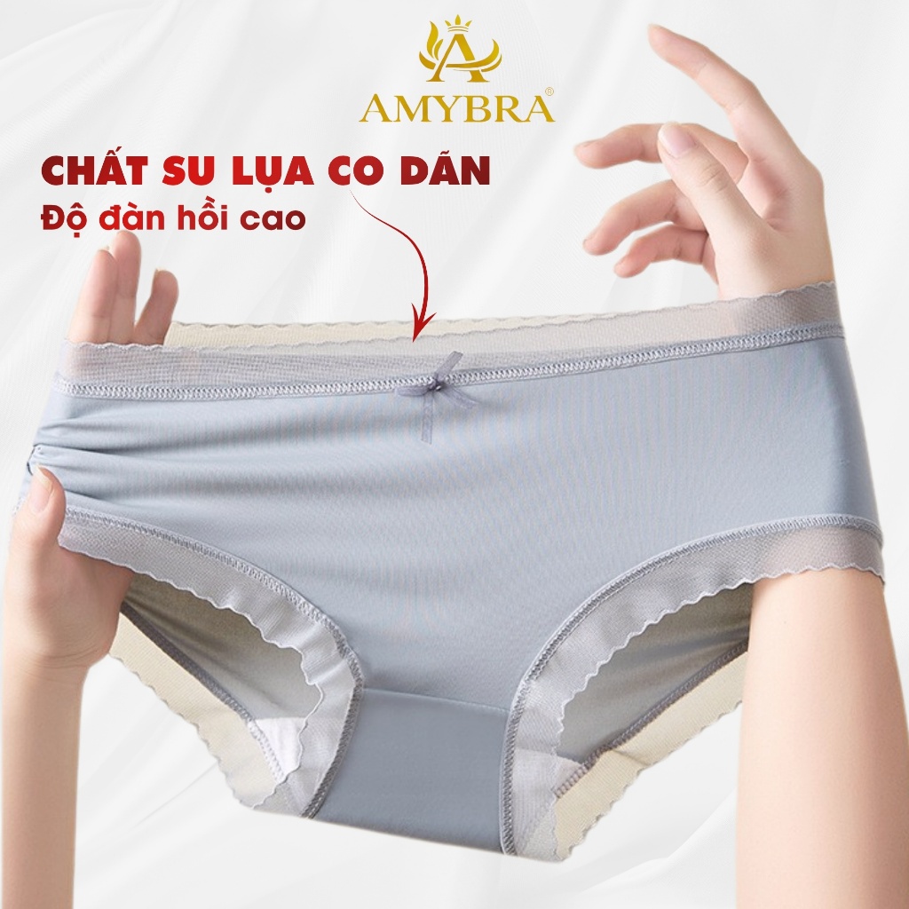 Combo 5 Quần Lót Su Viền Ren Gợi Cảm - Set 5 Quần Chip Nữ Cạp Vừa Đính Nơ Nhẹ Nhàng AMYBRA L369