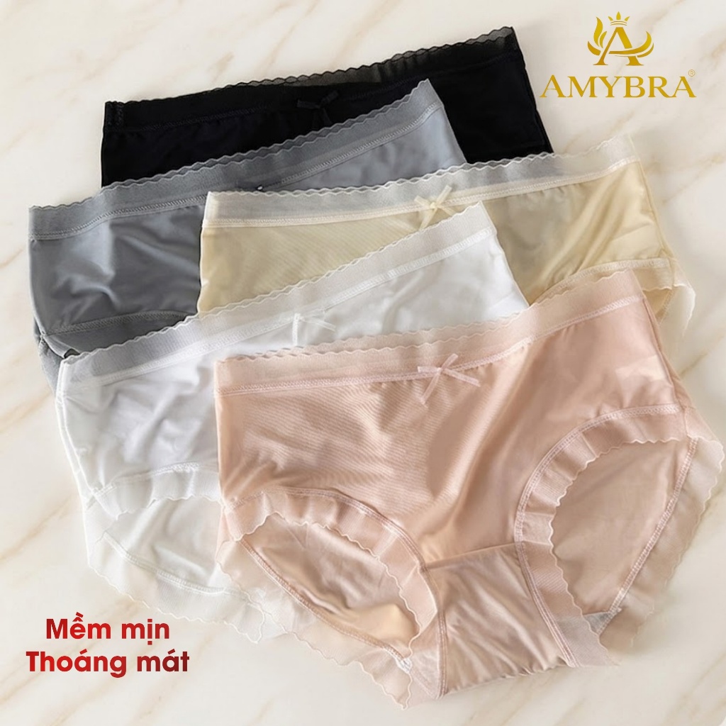 Combo 5 Quần Lót Su Viền Ren Gợi Cảm - Set 5 Quần Chip Nữ Cạp Vừa Đính Nơ Nhẹ Nhàng AMYBRA L369