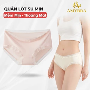 Quần lót nữ đức su viền ren, chất su mềm mịn co dãn, đáy 2 lớp, đồ lót nữ quần chip su AMYBRA L369