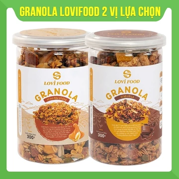 Ngũ Cốc Granola Lovifood 300g vị Sô cô la và Bơ đậu phộng- Ngũ Cốc Dinh Dưỡng Thuần Thực Vật, Giàu Dinh Dưỡng và Chất Xơ