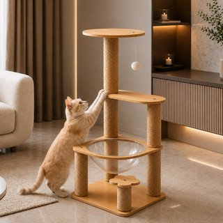 Cây cào móng CAT TREE, trụ cào móng, nhà cây cho mèo có kèm bát trong suốt