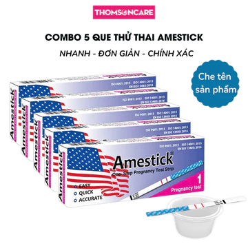(Combo 5 que) Que thử thai sớm Amestick - Test chính xác, dễ sử dụng, thử thai hai vạch nhanh hiệu quả tức thì