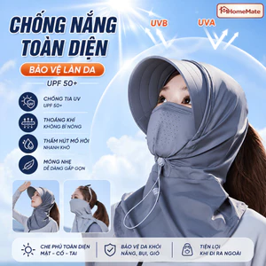 Mũ Chống Nắng HomeMate Trùm Đầu UPF90+ Chống Tia UV 99%, Khẩu Trang Che Mặt Che Cổ Gáy Thoáng Khí