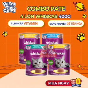 Combo 4 lon Pate Whiskas 400g cho Mèo (Mix 3 vị)