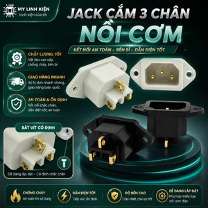 Giắc cắm nồi cơm điện 3 chân bằng đồng 16A cứng cáp bền bỉ.