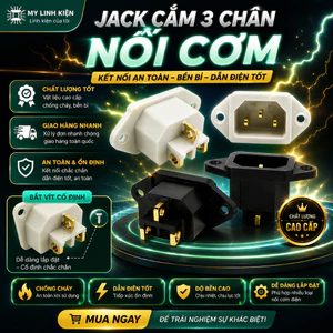 Ổ cắm điện 3 chân, Jack cắm 3 chân nồi cơm điện bằng đồng chất lượng tốt.