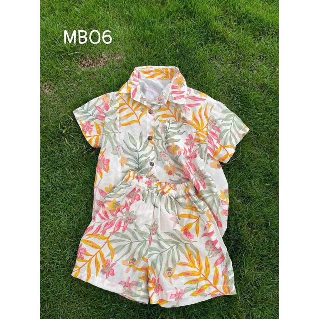 Bộ Đũi Bé Trai Đi Biển Thoáng Mát, Set Đồ Hè Cho Bé 2-11 Tuổi (10-36kg) Mina