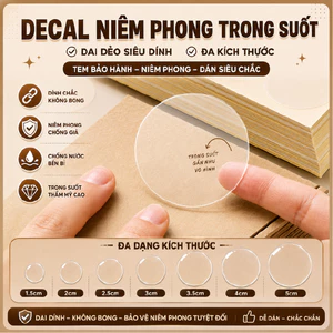 Tem Dán Decal Niêm Phong Trong Suốt – Bám Dính Chắc Chắn, Đa Kích Thước – Ưu Đãi Đặc Biệt Sản Phẩm – Sale Hot, Giá Tốt
