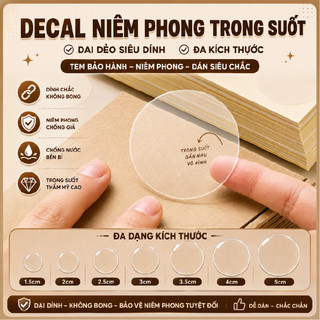 Tem Dán Decal Niêm Phong Trong Suốt – Bám Dính Chắc Chắn, Đa Kích Thước – Ưu Đãi Đặc Biệt Sản Phẩm – Sale Hot, Giá Tốt
