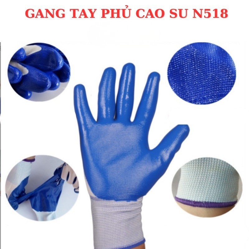 Combo 20 Đôi Bao Tay Lao Động Phủ Cao Su Chống Trượt, Găng Tay Bảo Hộ Xây Dựng Làm Vườn Siêu Bền Dày Dặn