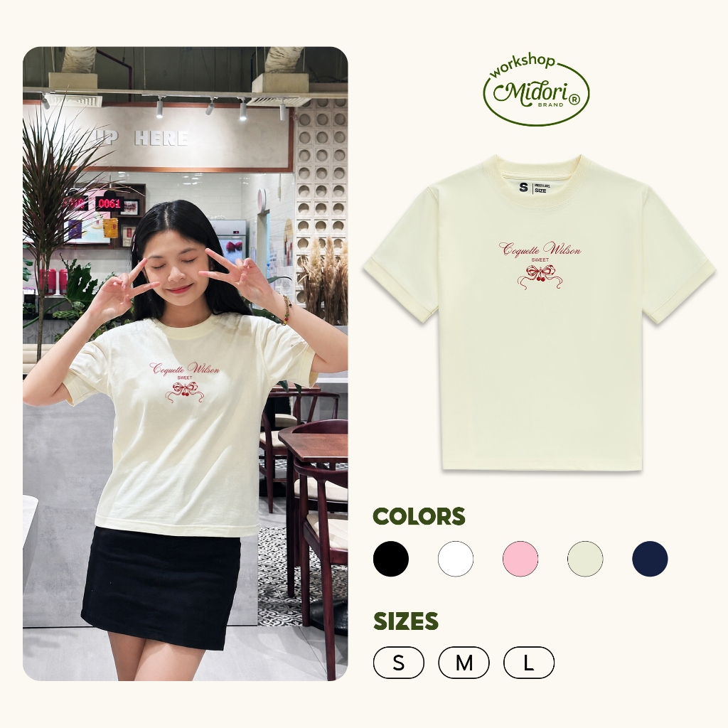 Áo Thun Baby Tee CoquetteWilson Nữ Form Ôm Vải Cotton Thời Trang Trẻ Trung | MI MIDORI