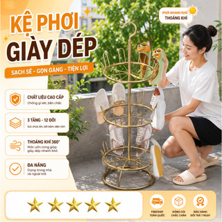 Kệ Phơi Giày/ Giá Phơi Giày Đa Năng Xoay 360, chất liệu Thép Không Gỉ Phủ Sơn Tĩnh Điện Có Thể Đặt Trong Nhà Ngoai Trời