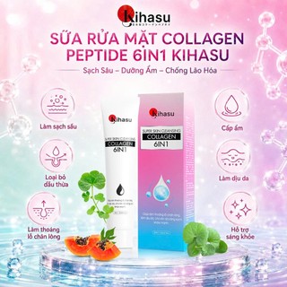 Sữa Rửa Mặt Collagen Cho Da Khô Nhạy Cảm Kihasu Gel Dưỡng Ẩm, Không Khô Da, Sạch Mịn, Dịu Nhẹ