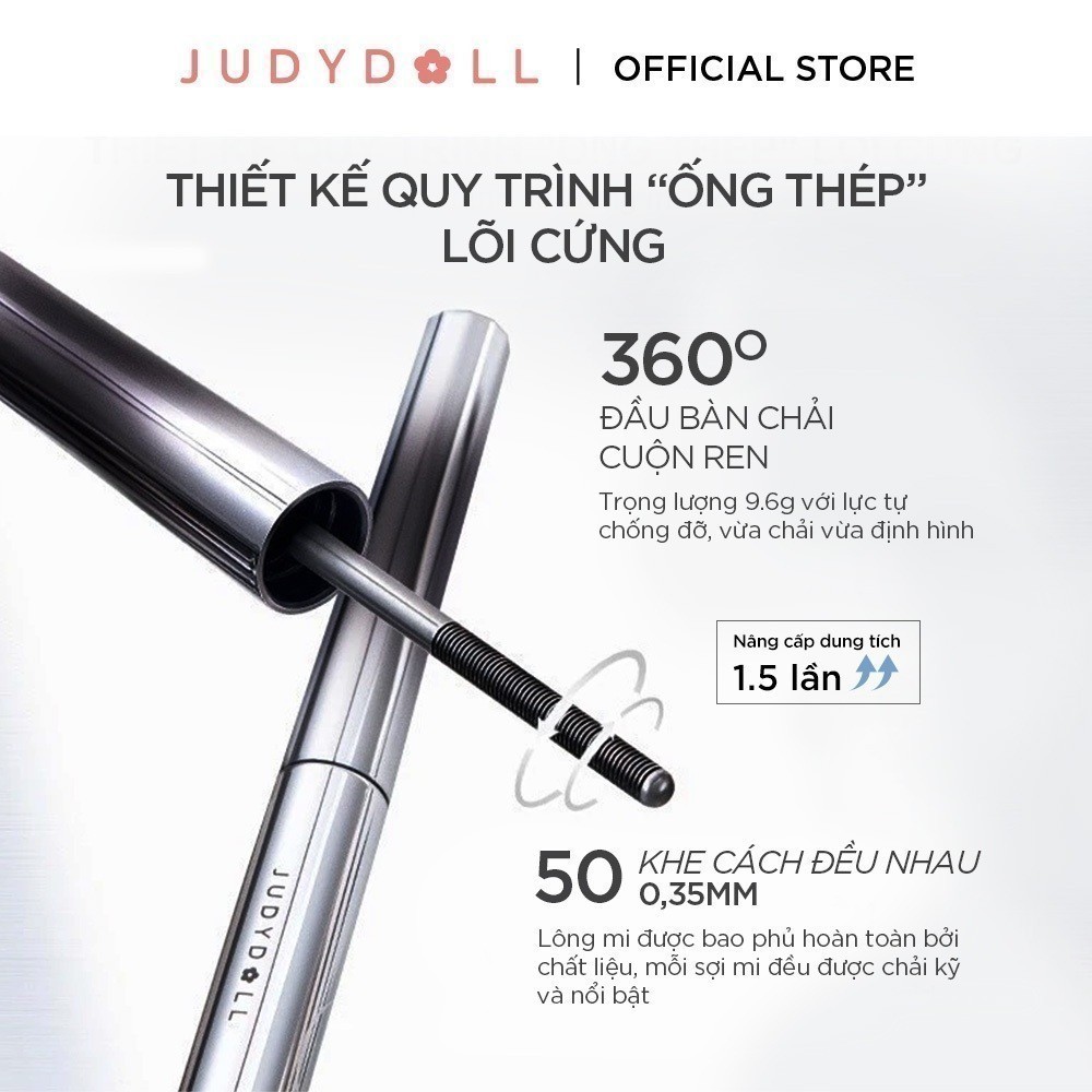 JUDYDOLL Iron Mascara Tơi mi Giữ cong dài mi Chống nước Chống lem Lâu trôi 3g