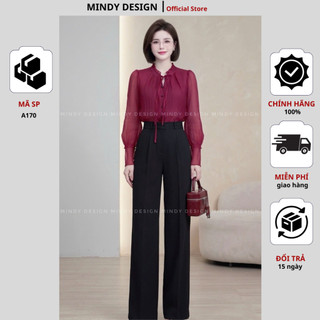 A170 - Sơ mi nữ dài thắt nơ - Thiết kế cao cấp MindyDesign