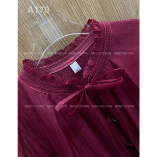 A170 - Sơ mi nữ dài thắt nơ - Thiết kế cao cấp MindyDesign