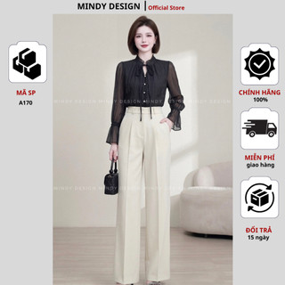 A170 - Sơ mi nữ dài thắt nơ - Thiết kế cao cấp MindyDesign