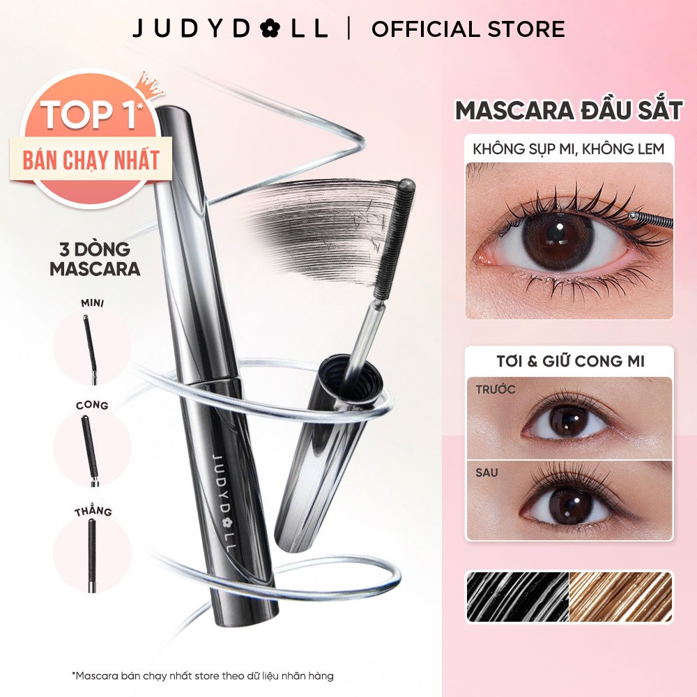 JUDYDOLL Iron Mascara Tơi mi Giữ cong dài mi Chống nước Chống lem Lâu trôi 3g