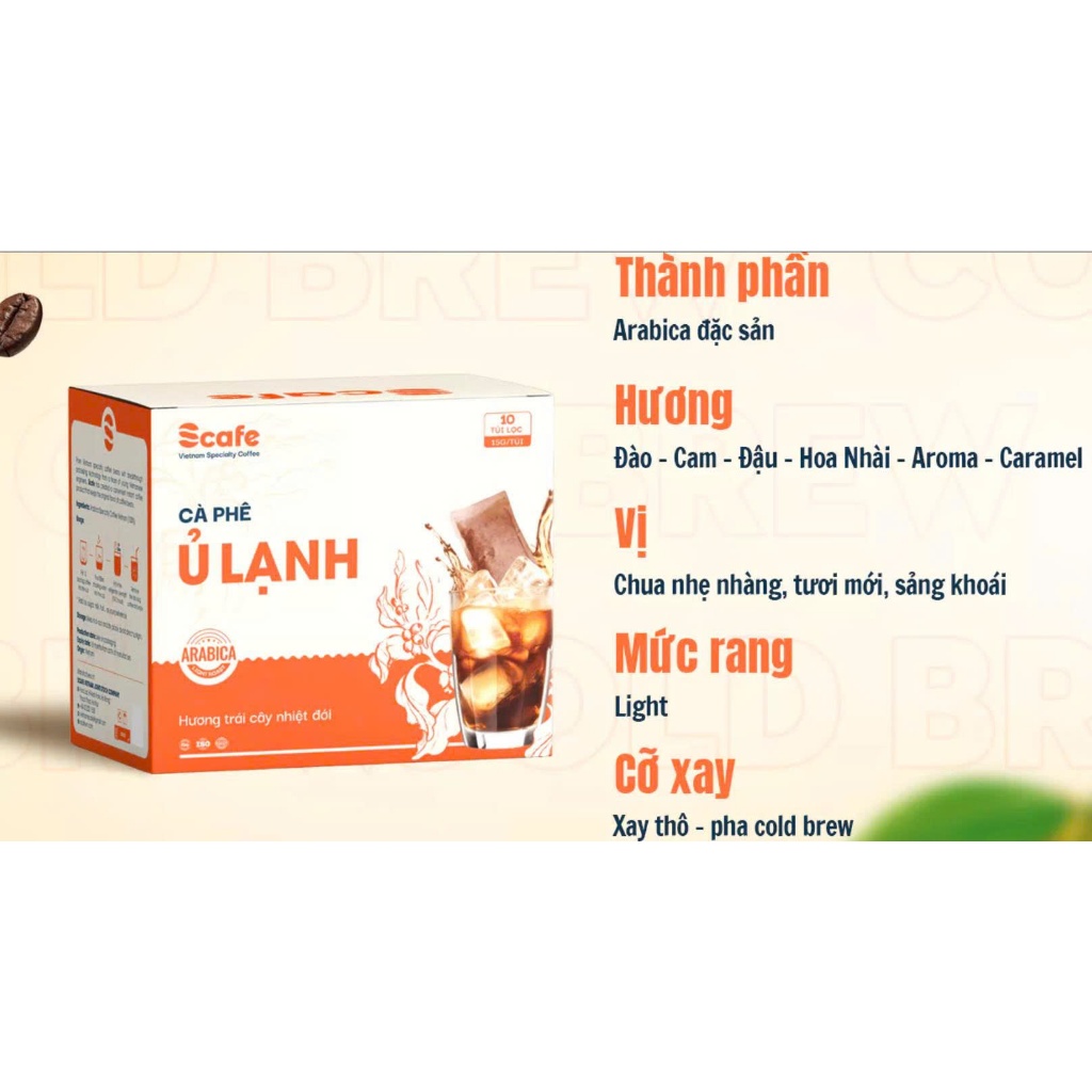 U69_[SVIP] Cà phê Ủ Lạnh Cold Brew Scafe Việt Nam ARABICA Hộp 10Túi x 20G
