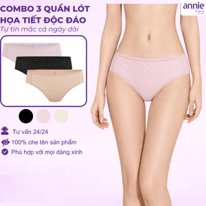 Combo 3 quần lót nữ không viền lưng vừa annie QE 4576 co giãn 4 chiều, thoải mái cả ngày