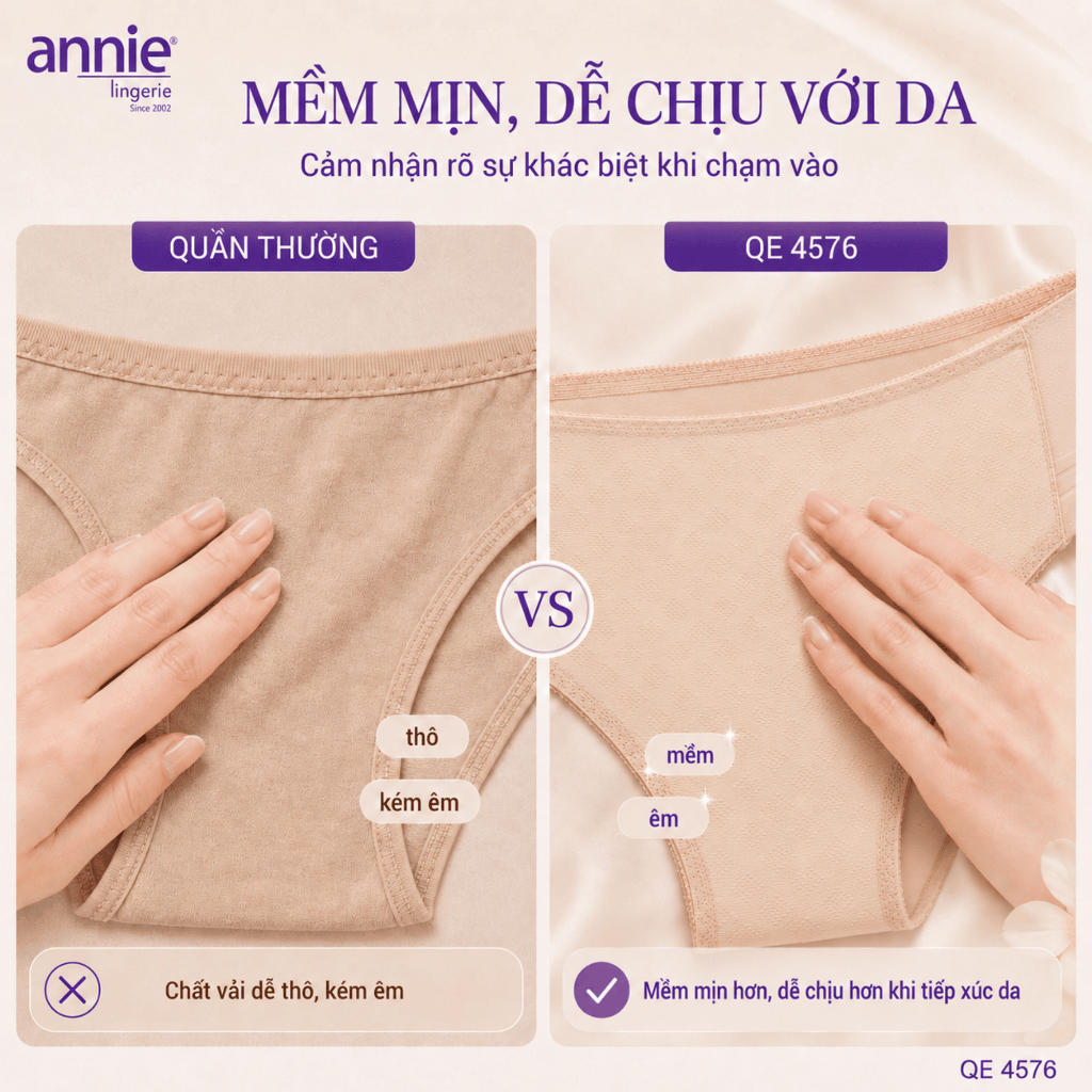 Combo 5 quần lót nữ annie không viền lưng vừa co giãn 4 chiều, thoải mái suốt ngày hè QE4576