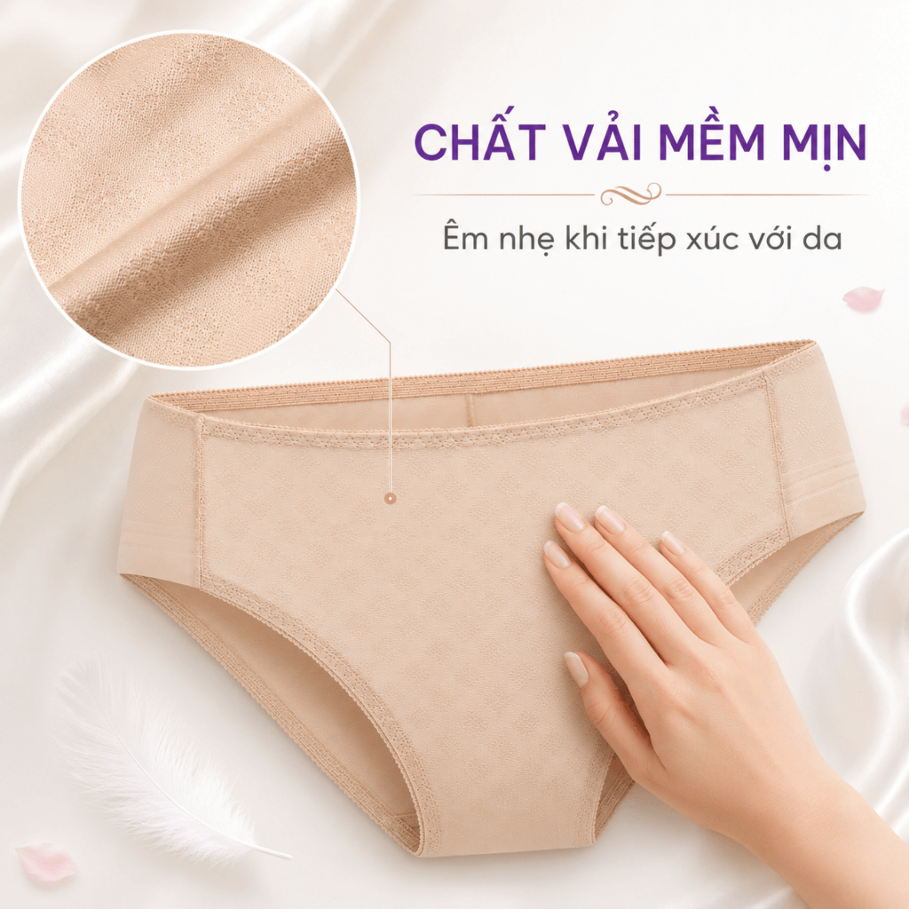 Quần lót nữ cao cấp không viền, lưng vừa annie QE4576 trẻ trung, co giãn 4 chiều, thời trang trẻ đẹp