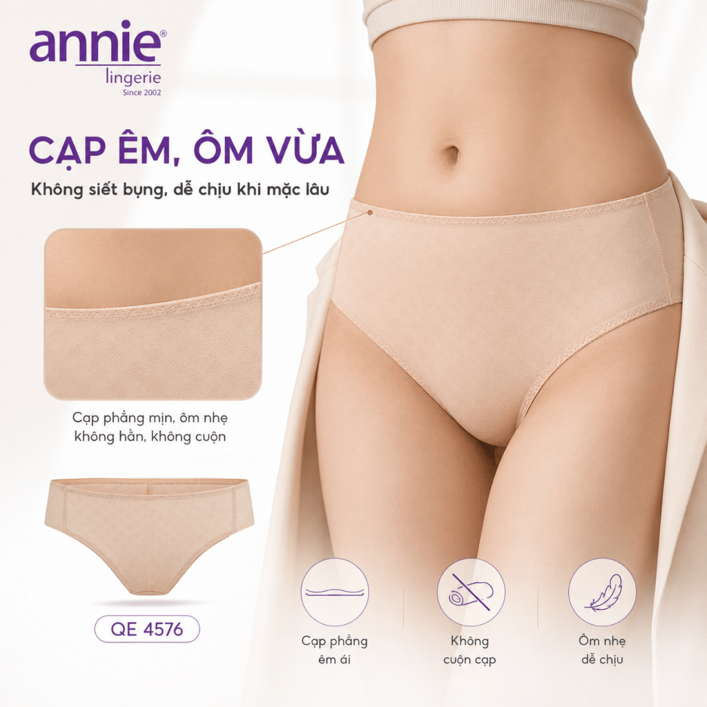 Combo 5 quần lót nữ annie không viền lưng vừa co giãn 4 chiều, thoải mái suốt ngày hè QE4576