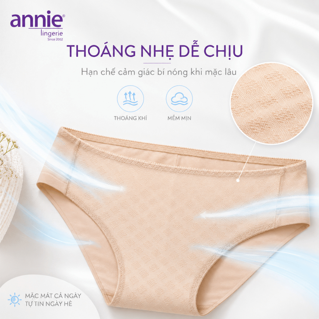 Combo 5 quần lót nữ annie không viền lưng vừa co giãn 4 chiều, thoải mái suốt ngày hè QE4576
