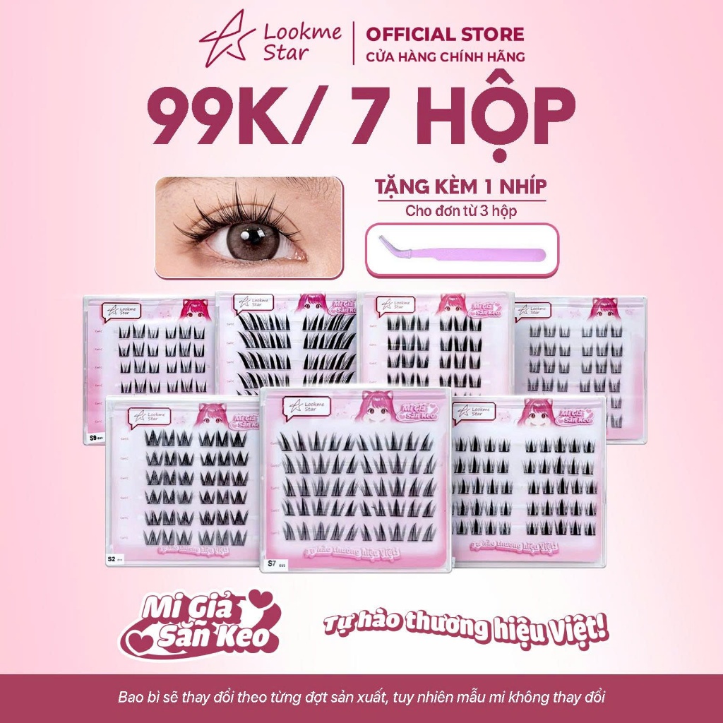 [99k/7 Hộp] Lookme Star - Lông Mi Giả Sẵn Keo ( Tặng 1 nhíp / đơn hàng từ 3 hộp mi )