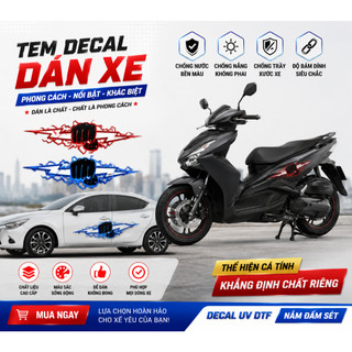 Decal UV DTF Nắm Đấm Sét Nổi 3D – Dán Xe Cực Ngầu Chống Nước, Bền Màu, Nhận in hình theo yêu cầu Size dài 212x68mm