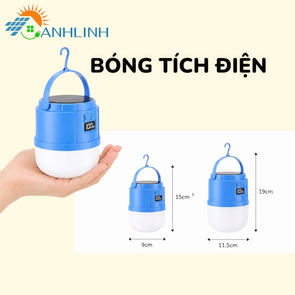 Đèn Treo Tích Điện 200-600-800W Pin Trâu Đa Năng Kháng Nước, Tặng Cáp Sạc, Nhỏ Nhẹ Gọn Màn Hình Led Thông Minh