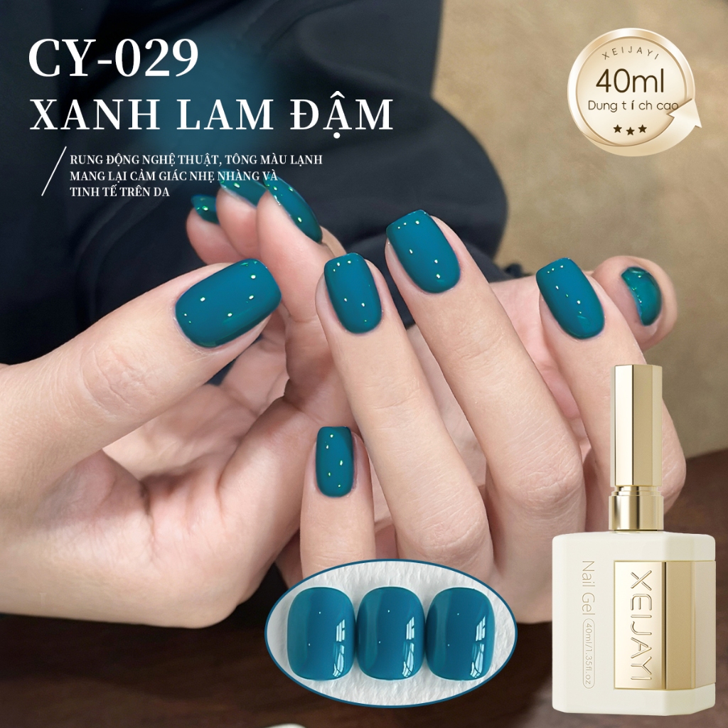 XEIJAYI 40ml - Sơn móng tay dạng gel màu xanh lam mới, bền màu, thích hợp để tự làm.