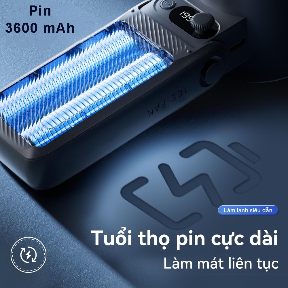 Quạt cầm tay mini turbo sò lạnh gấp gọn NEVAKI pin 3600mAh với 199 cấp độ gió siêu manh, tặng dây đeo A228