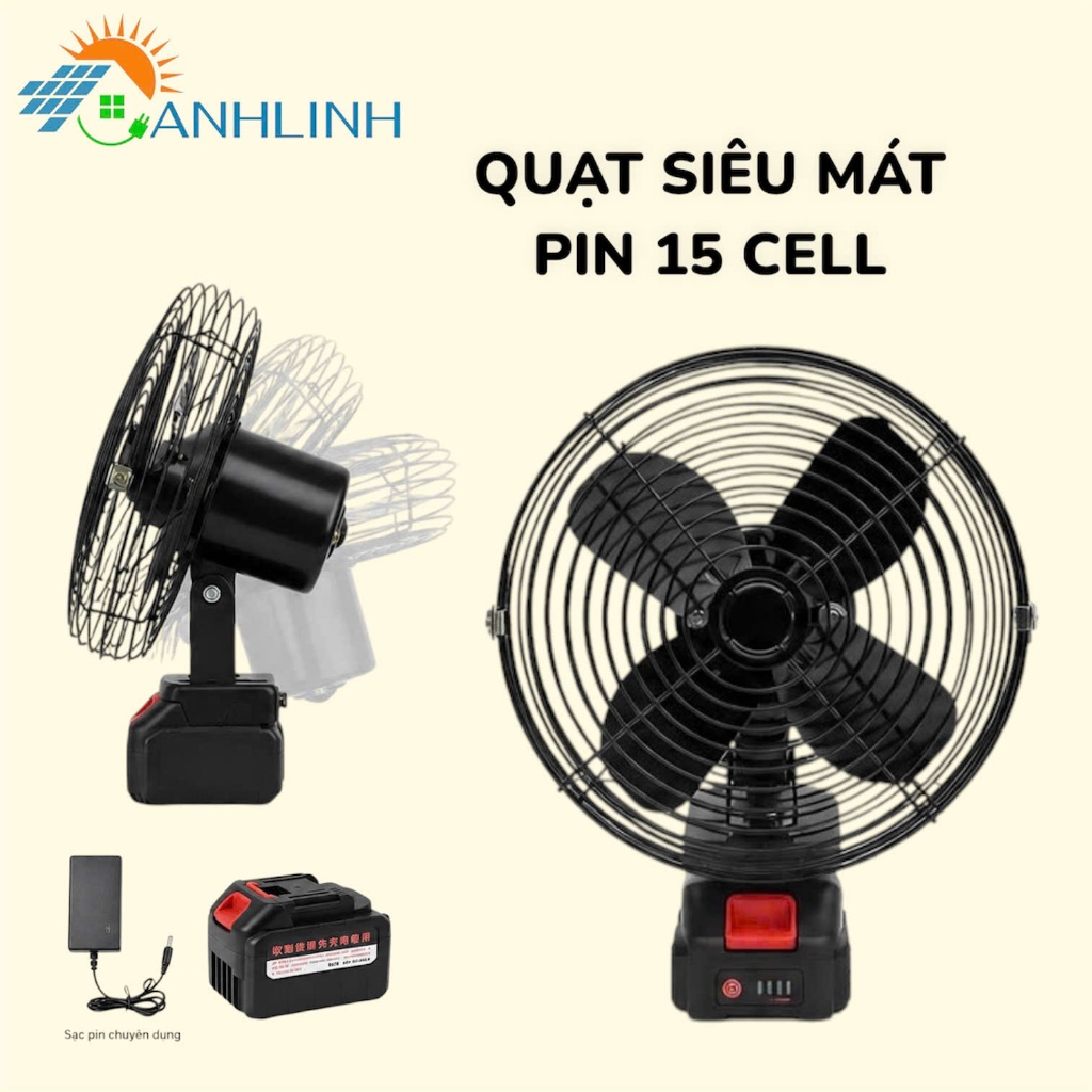 Quạt Tích Điện Mini Anhlinh Để Bàn Pin 15 Cell Làm Mát Cực Nhanh Sử Dụng Liên Tục Nhiều Giờ