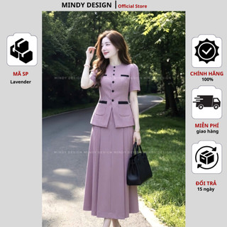 Lavender Set - Set vest nữ cổ tròn ngắn tay sang trọng - Thiết kế cao cấp MindyDesign