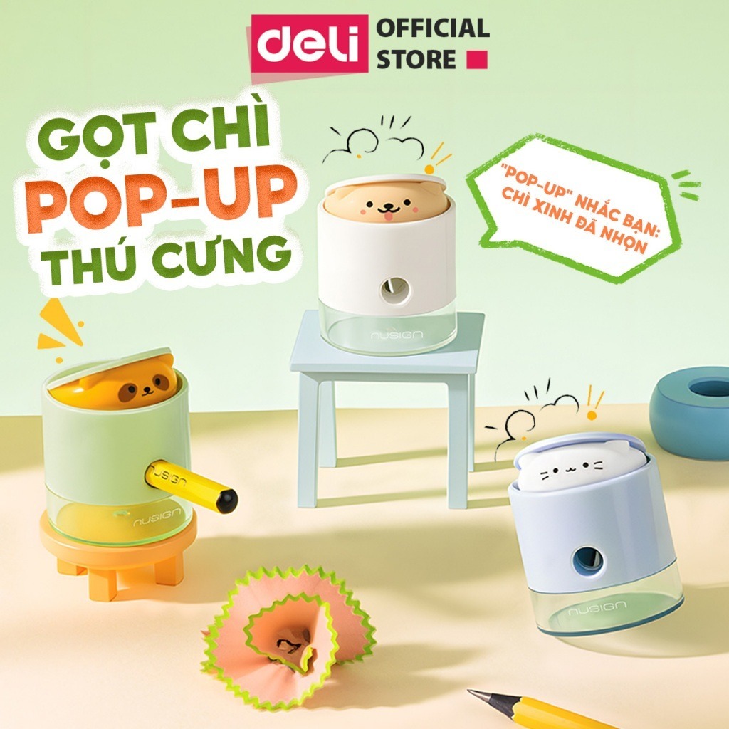 [MUA 3 GIẢM 30%] Gọt Chì Thú Cưng POP UP Deli Mini Tự Động Siêu Cute Nhỏ Gọn Màu Pastel Cho Học Sinh Văn Phòng NS073