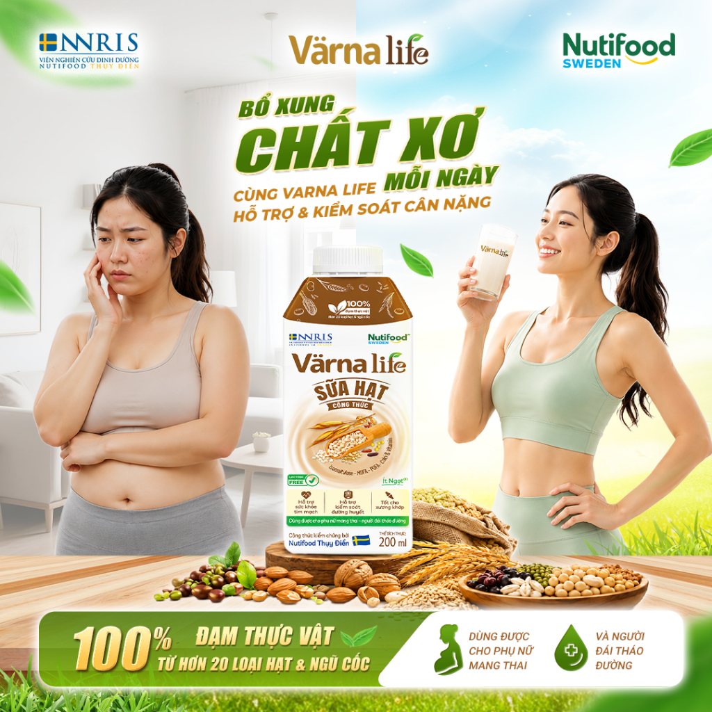 Sữa Hạt Pha Sẵn Varna Life (200ml) - Nutifood, Dinh Dưỡng 100% Tự Nhiên, Không Lactose